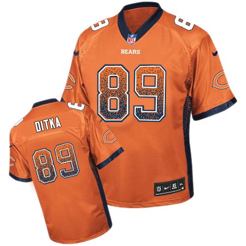 Men's Elite Mike Ditka Nike Jersey Orange - #89 Drift Fashion NFL Chicago Bears